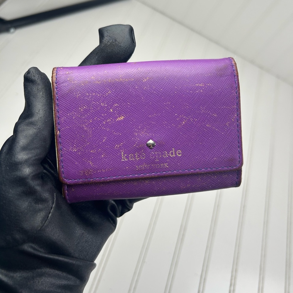 Kate Spade Purple Saffiano Leather Bifold Wallet - Picture 6 of 13
